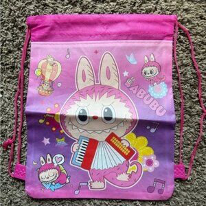 Drawstring Backpack Approx 12.5*11 inches, Pink Labubu Color